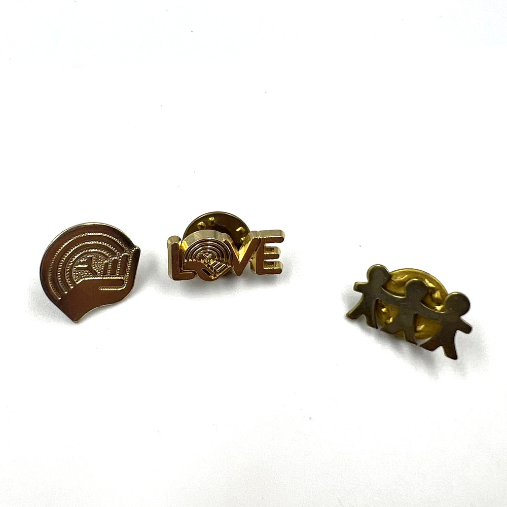 Vintage Lot 3 Collar Lapel Pins Love United‎ Way Support & Olympics Gold Tone